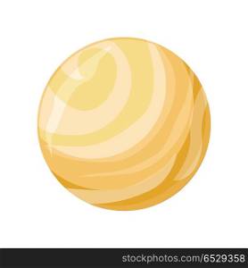 Planet Venus Icon. Planet Venus icon. Element of solar system. Solar system. Isolated planet. Orange round planet. Isolated object in flat design on white background. Vector illustration.