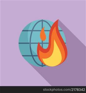 Planet warming icon flat vector. Global climate. Eco disaster. Planet warming icon flat vector. Global climate