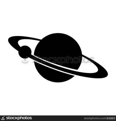 Planet with satellite on the ring icon .