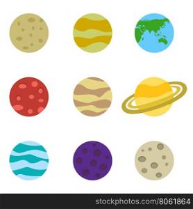 Planets colorful vector set icons. Planets colorful vector set icons on white background