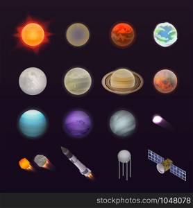 Planets icon set. Isometric set of planets vector icons for web design isolated on white background. Planets icon set, isometric style