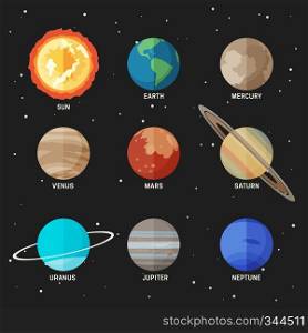 Planets set of the solar system. Simple flat icons of the main known planets.. Planets of the solar system