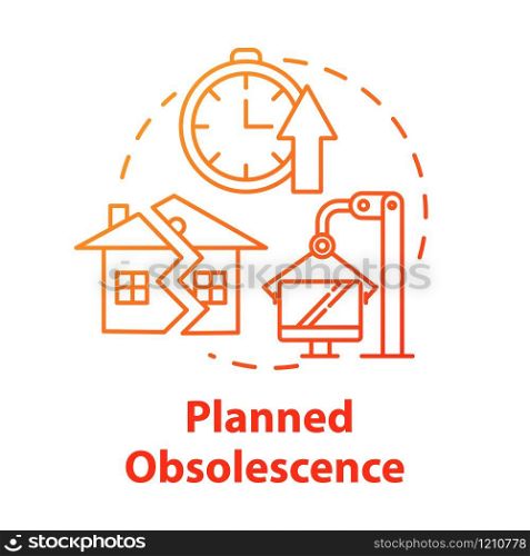 Planned obsolescence concept icon. Products with limited period of use. Unendurable technology. Overconsumption idea thin line illustration. Vector isolated outline RGB color drawing