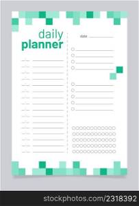 Planner for day worksheet design template. Blank printable goal setting sheet. Time management s&le. Scheduling page for organizing personal tasks. Barlow Bold, Oxygen Regular fonts used. Planner for day worksheet design template