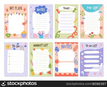 Planner list. To do organized checklist template with place for text educational month stickers schedule elements vector collection set of organizer planner, check list and to do list illustration. Planner list. To do organized checklist template with place for text educational month stickers schedule elements recent vector collection set