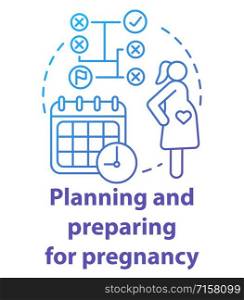 Planning and preparing for pregnancy blue concept icon. Future mother idea thin line illustration. Calendar method, ovulation, maternity. Planned parentship. Vector isolated outline drawing