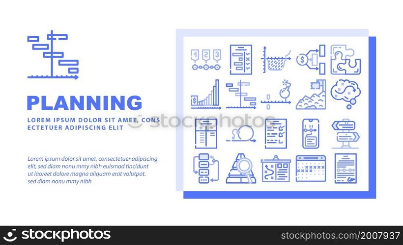 Planning Startup Project Strategy Landing Web Page Header Banner Template Vector Check List With Task And Calendar With Deadline Date For Planning Goal, Success Achievement And Financial Illustration. Planning Startup Project Strategy Landing Header Vector