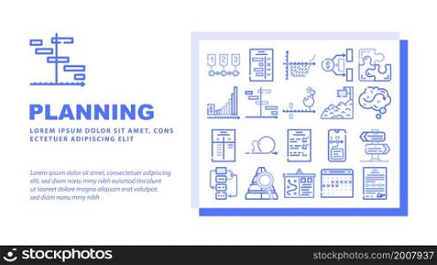 Planning Startup Project Strategy Landing Web Page Header Banner Template Vector Check List With Task And Calendar With Deadline Date For Planning Goal, Success Achievement And Financial Illustration. Planning Startup Project Strategy Landing Header Vector