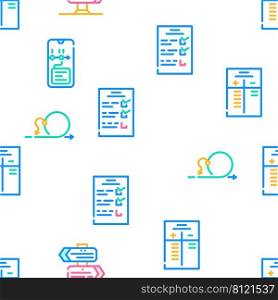 Planning Startup Project Strategy Vector Seamless Pattern Color Line Illustration. Planning Startup Project Strategy Icons Set Vector