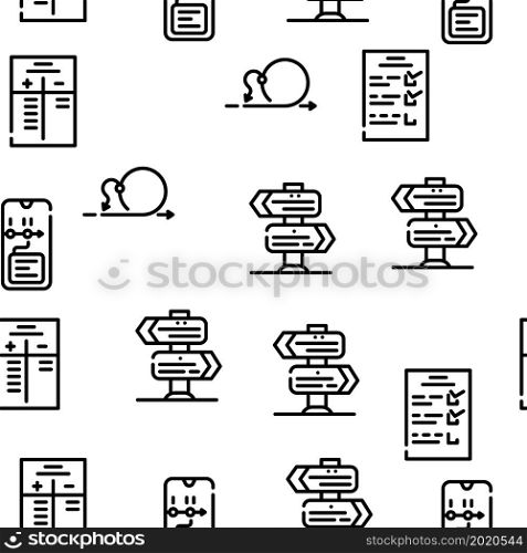 Planning Startup Project Strategy Vector Seamless Pattern Thin Line Illustration. Planning Startup Project Strategy Vector Seamless Pattern