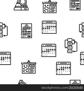 Planning Startup Project Strategy Vector Seamless Pattern Thin Line Illustration. Planning Startup Project Strategy Vector Seamless Pattern