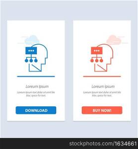 Planning, Theory, Mind, Head  Blue and Red Download and Buy Now web Widget Card Template