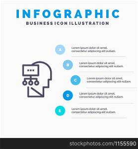 Planning, Theory, Mind, Head Line icon with 5 steps presentation infographics Background
