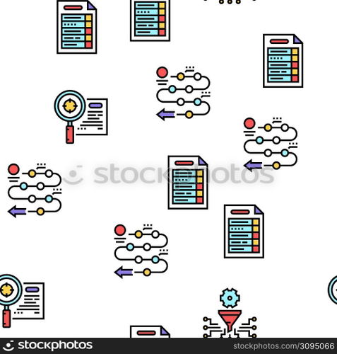 Planning Work Process Vector Seamless Pattern Thin Line Illustration. Planning Work Process Vector Seamless Pattern