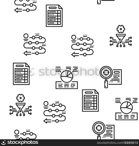 Planning Work Process Vector Seamless Pattern Thin Line Illustration. Planning Work Process Vector Seamless Pattern