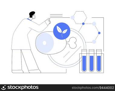 Plant-based meat abstract concept vector illustration. Biotechnologist explores lab grown meat, genetic engineering worker, ecology industry, sustainable food production abstract metaphor.. Plant-based meat abstract concept vector illustration.