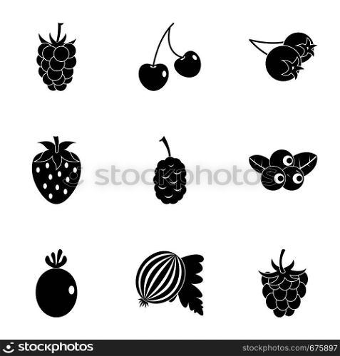 Plant berries icon set. Simple set of 9 plant berries vector icons for web isolated on white background. Plant berries icon set, simple style