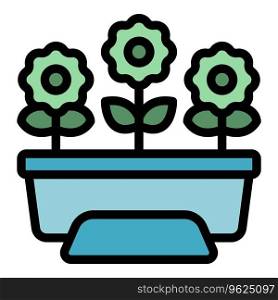 Plant box icon outline vector. Garden windowsill. Nature farm color flat. Plant box icon vector flat