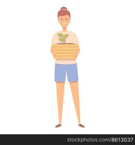 Plant box pot icon cartoon vector. Garden kid. Nature agriculture. Plant box pot icon cartoon vector. Garden kid