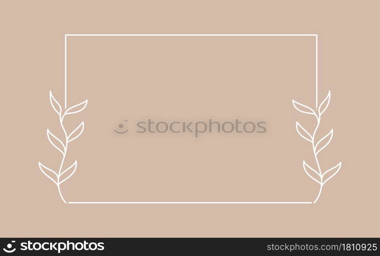 Plant branch in a rectangular frame, with place for text for posters, cards, invitations and creative designs. Flat style