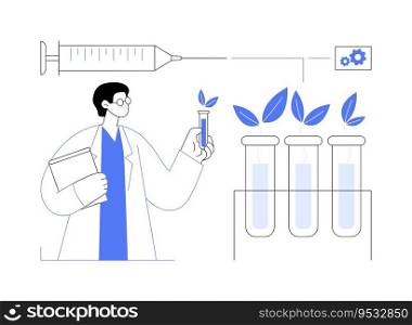 Plant breeding abstract concept vector illustration. Worker breeding plants in laboratory, agribusiness industry, agricultural input sector, seedling cultivation process abstract metaphor.. Plant breeding abstract concept vector illustration.