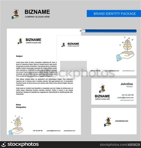 Plant Business Letterhead, Envelope and visiting Card Design vector template