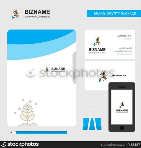 Plant Business Logo, File Cover Visiting Card and Mobile App Design. Vector Illustration