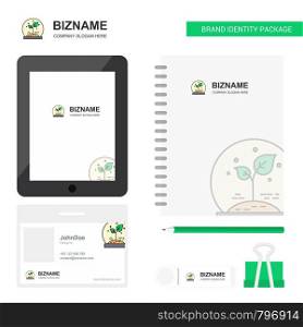 Plant Business Logo, Tab App, Diary PVC Employee Card and USB Brand Stationary Package Design Vector Template