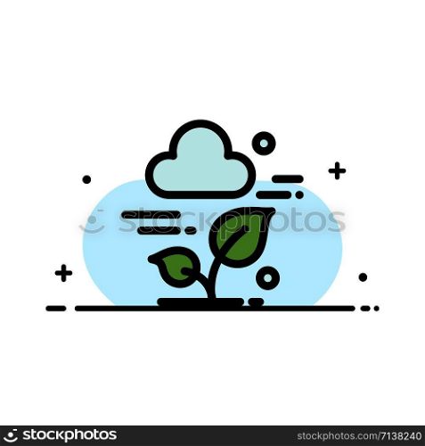 Plant, Cloud, Leaf, Technology Business Flat Line Filled Icon Vector Banner Template