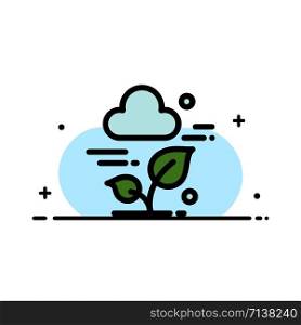 Plant, Cloud, Leaf, Technology Business Flat Line Filled Icon Vector Banner Template