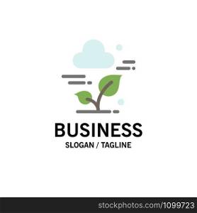 Plant, Cloud, Leaf, Technology Business Logo Template. Flat Color