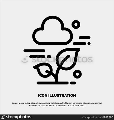 Plant, Cloud, Leaf, Technology Line Icon Vector