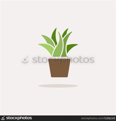 Plant. Color icon with shadow. Nature glyph vector illustration