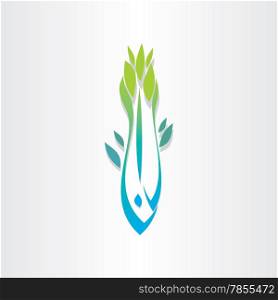 plant fish jump in water icon design