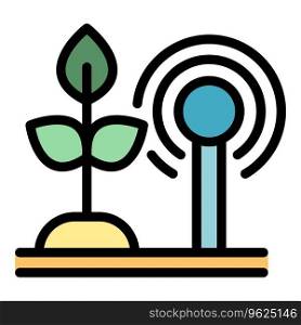 Plant food control icon outline vector. Digital future. System sensor color flat. Plant food control icon vector flat