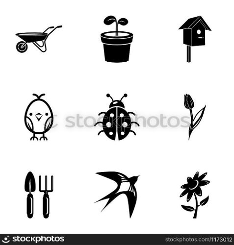 Plant food icons set. Simple set of 9 plant food vector icons for web isolated on white background. Plant food icons set, simple style
