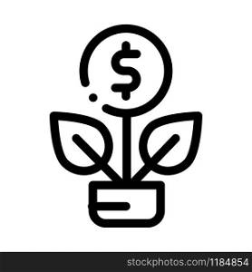 Plant Grow Coin Icon Vector. Outline Plant Grow Coin Sign. Isolated Contour Symbol Illustration. Plant Grow Coin Icon Vector Outline Illustration