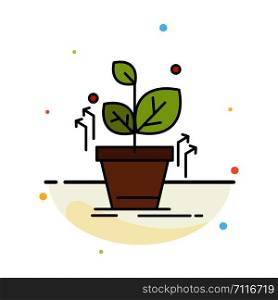 Plant, Grow, Grown, Success Abstract Flat Color Icon Template