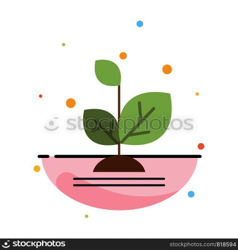 Plant, Grow, Growth, Success Abstract Flat Color Icon Template