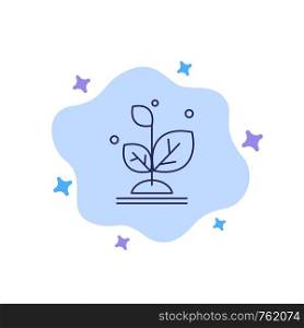 Plant, Grow, Growth, Success Blue Icon on Abstract Cloud Background