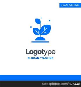 Plant, Grow, Growth, Success Blue Solid Logo Template. Place for Tagline