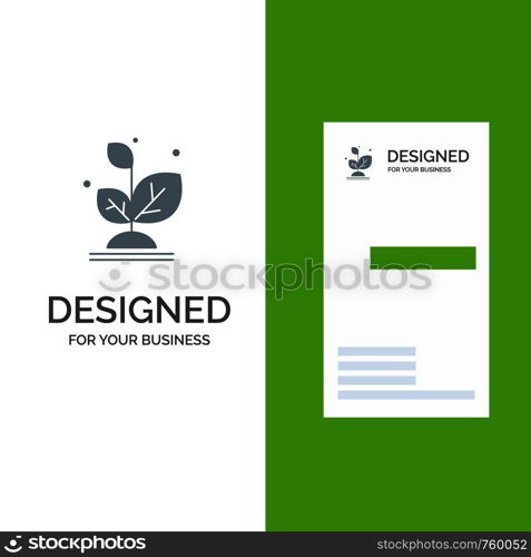 Plant, Grow, Growth, Success Grey Logo Design and Business Card Template