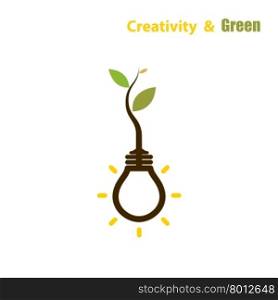 Plant growing inside the light bulb.Green eco energy concept.Tree of Knowledge concept. Education and business sign. Vector illustration