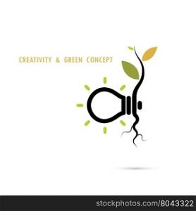 Plant growing inside the light bulb logo.Green eco energy concept.Tree of Knowledge concept. Education and business concept. Vector illustration