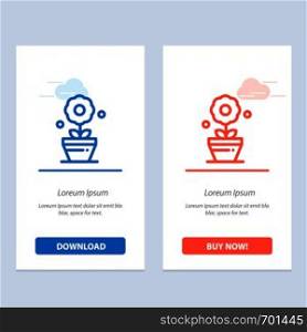 Plant, Growth, Flower Blue and Red Download and Buy Now web Widget Card Template