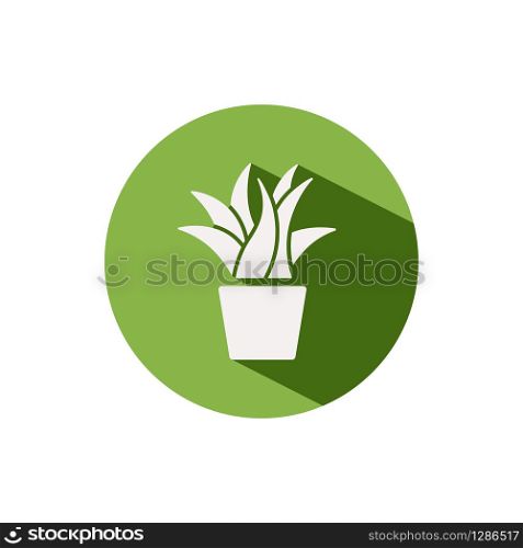 Plant. Icon on a green circle. Nature glyph vector illustration