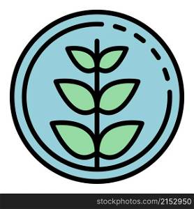 Plant in circle icon. Outline plant in circle vector icon color flat isolated. Plant in circle icon color outline vector