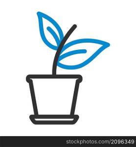 Plant In Flower Pot Icon. Editable Bold Outline With Color Fill Design. Vector Illustration.