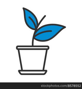 Plant In Flower Pot Icon. Editable Bold Outline With Color Fill Design. Vector Illustration.
