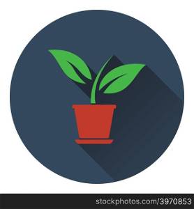 Plant in flower pot icon. Flat design. Vector illustration.